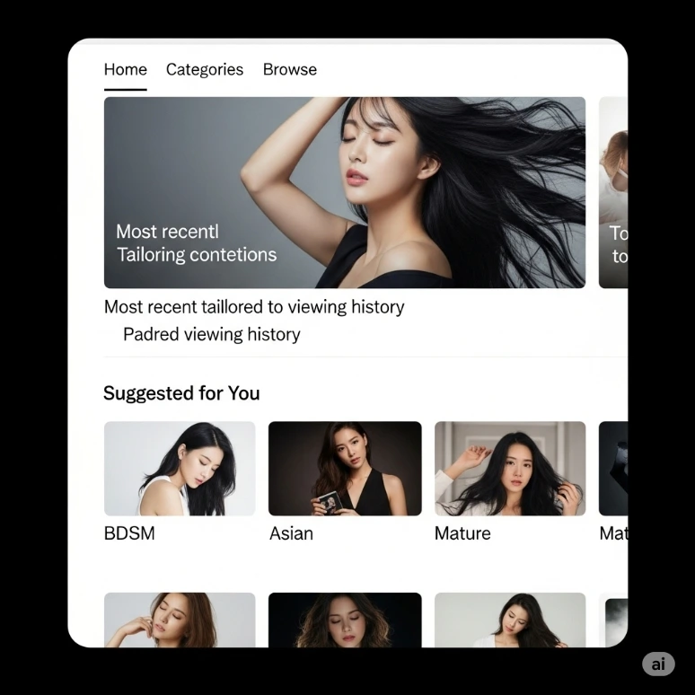 야동티비 초기 AI 추천 인터페이스 스크린샷(2021년)